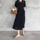 Short Sleeve Midi Dress Black - One Size