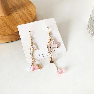 Unicorn Asymmetrical Alloy Fringed Earring 1 Pair - Hook Earring - Gold - One Size