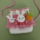 Rabbit Two-tone Crochet Knit Crossbody Bag Pink - One Size