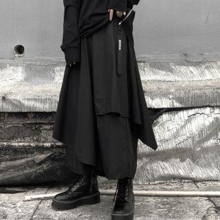 Layered Wide-leg Cropped Pants