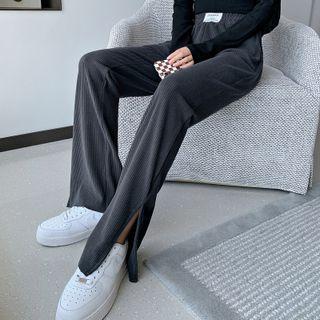 Slit-hem Corduroy Straight Leg Pants