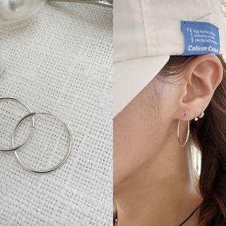Thin Hoop Earrings Silver - One Size