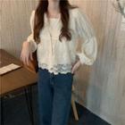 Long-sleeve Blouse / Buttoned Lace Vest