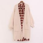 Open-front Distressed Long Cable Knit Cardigan