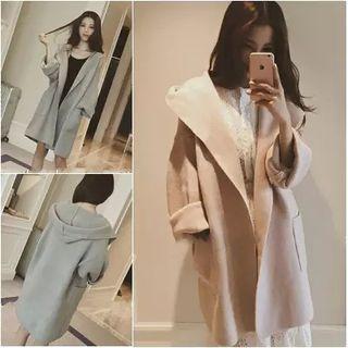 Hooded Open-front Knit Jacket