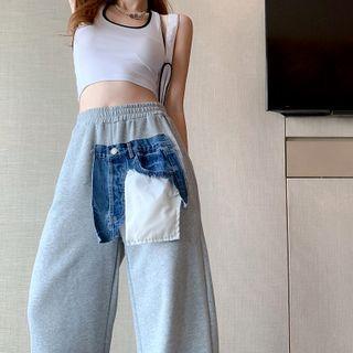 Denim Panel Loose-fit Pants