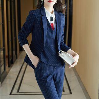 Pinstriped Blazer / Shirt / Pinstriped Pencil Skirt / Pinstriped Dress Pants / Set