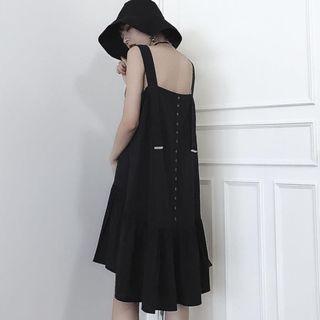 Plain Open-back Sleeveless Dress