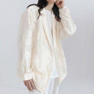 Floral Jacquard Sheer Blazer