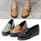 Genuine Leather Contrast-trim Loafers