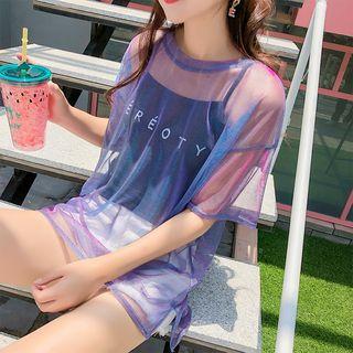 Short-sleeve Oversized Mesh Top