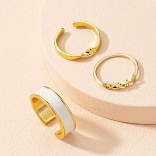 Set: Alloy Open Ring (assorted Designs) Set - Gold - One Size