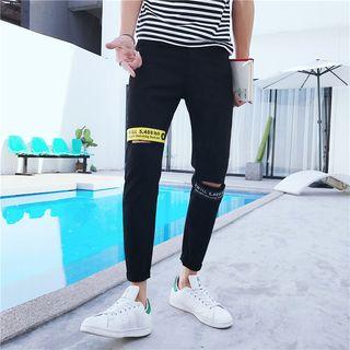 Cut Out Slim Fit Jeans