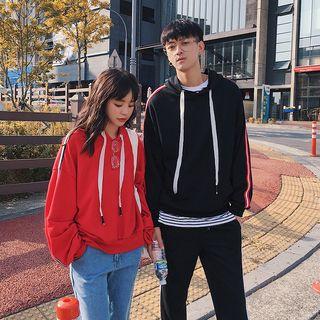 Couple Matching Stripe-detail Hooded Pullover