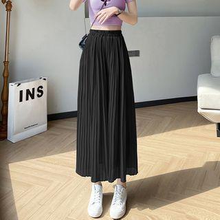 Plain Wide-leg Silk Pants