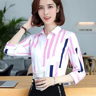 3/4-sleeve Striped Shirt / Dress Pants / Skirt