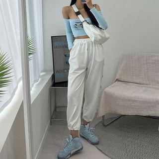 Drawstring Heart-patterned Sweatpants