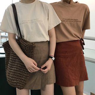 Set: Short-sleeve T-shirt + Tie-waist Skirt