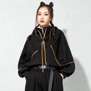 Contrast Stitching Half-zip Hoodie