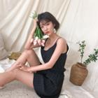 Set: V-neck Strappy Top + Accordion-pleat Shorts