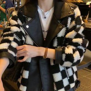Mock Two-piece Checker Print Blazer