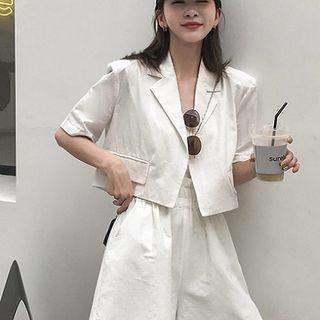 Plaid Short-sleeve Blazer / Plain Short-sleeve Blazer