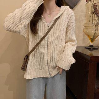 Hooded Open-knit Cardigan