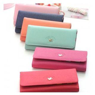 Bird Faux Leather Long Wallet
