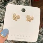 Butterfly Sterling Silver Ear Stud 1 Pair - A390 - White & Gold - One Size