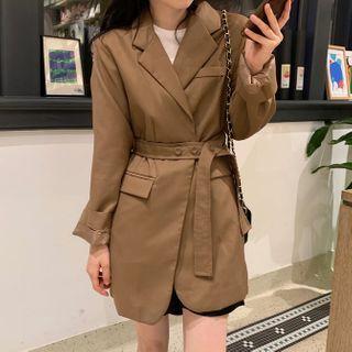 Tie-waist Blazer Khaki - One Size