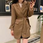 Tie-waist Blazer Khaki - One Size