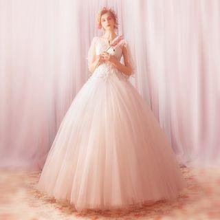 Flower Accent Ball Gown Wedding Dress