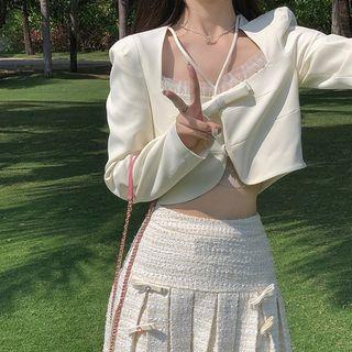 Bow Pleated Mini A-line Skirt