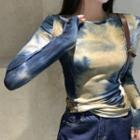 Tie-dye Long-sleeve T-shirt As Figure - One Size