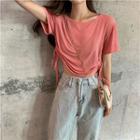 Ruched Side Short-sleeve Cropped Top