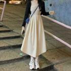 Cold-shoulder Midi A-line Dress / Cropped Cardigan / Set