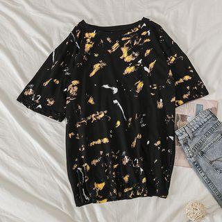 Short Sleeve Print T-shirt As Shown In Figure - One Size