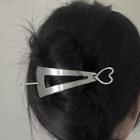 Heart Triangle Alloy Hair Stick 1pc - 2762a - Silver - One Size