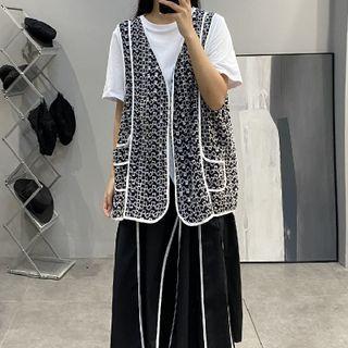 Print Vest White & Black - One Size