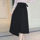 Tie-waist Asymmetrical A-line Midi Skirt
