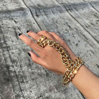 Alloy Chunky Ring Bracelet 0790 - Gold - One Size