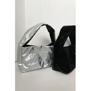 Snap-button Crinkled Shoulder Bag