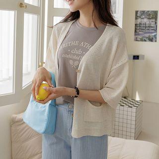 Dual-pocket Slit-side Cardigan