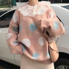 Long-sleeve Lace Top / Dotted Sweater