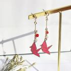 Origami Crane & Rhinestone Dangle Earring As Shown In Figure - One Size