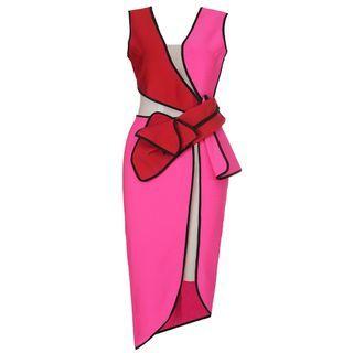 Sleeveless Contrast Trim A-line Cocktail Dress