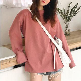 Long-sleeve Oversize Plain T-shirt