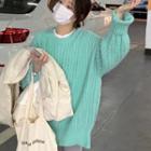 Round Neck Plain Sweater Aqua Green - One Size
