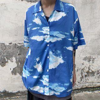 Short-sleeve Cloud Print Shirt