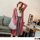 Open Front Pocket Hooded Long Cardigan